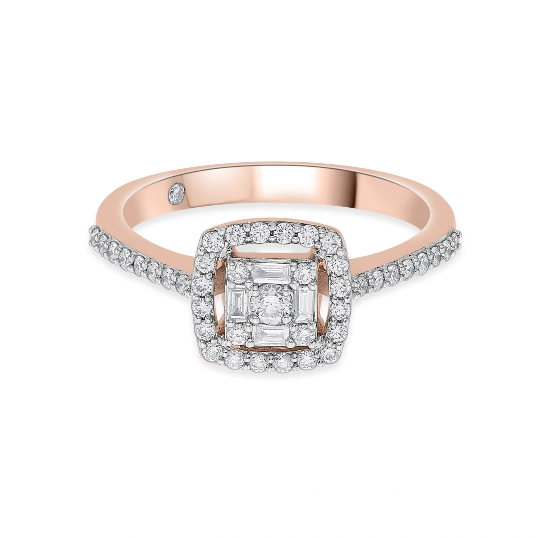 Rosé Royale Halo Diamond Ring - Zen Diamond India