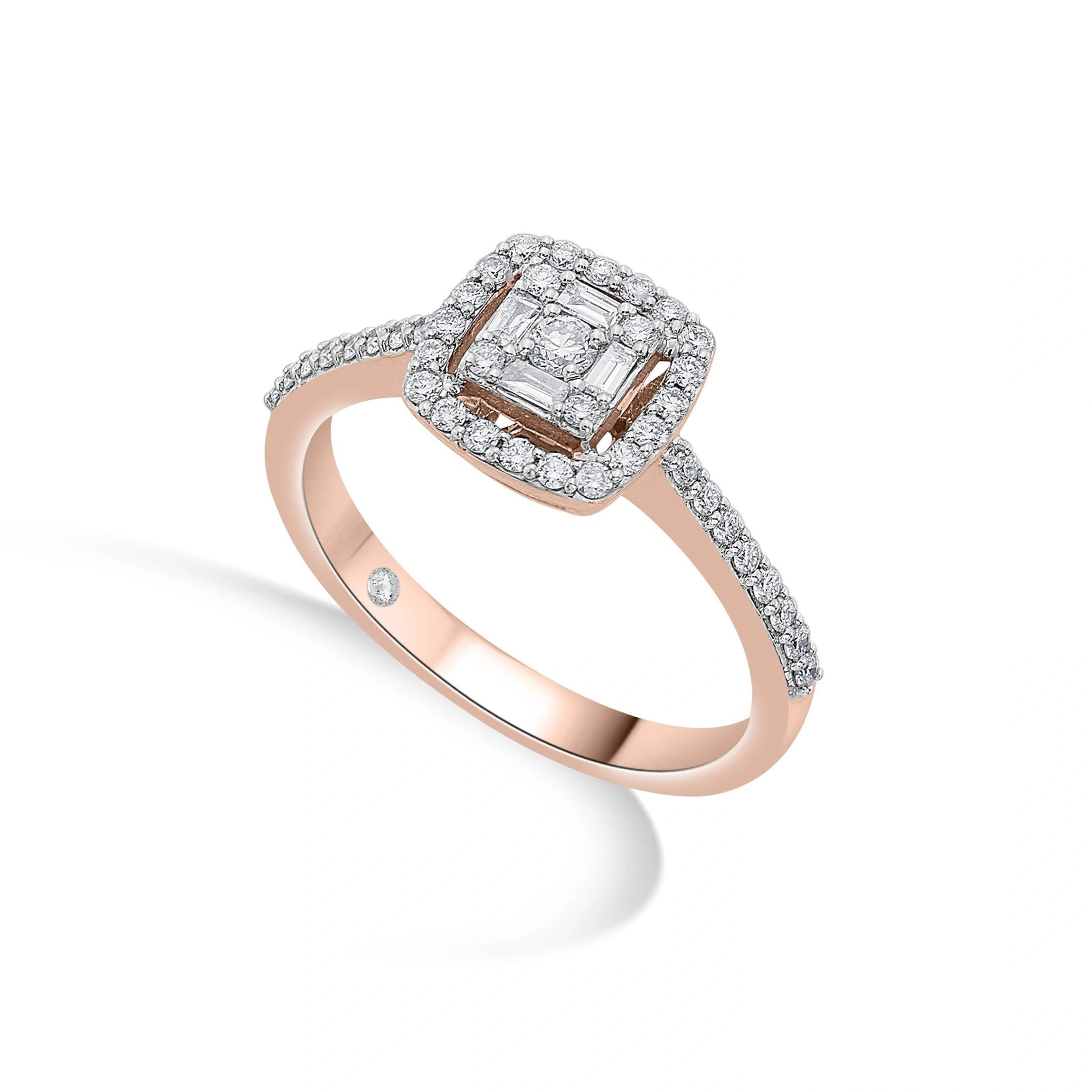 Rosé Royale Halo Diamond Ring - Zen Diamond India