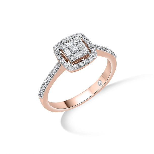 Rose Royale Halo Diamond Ring