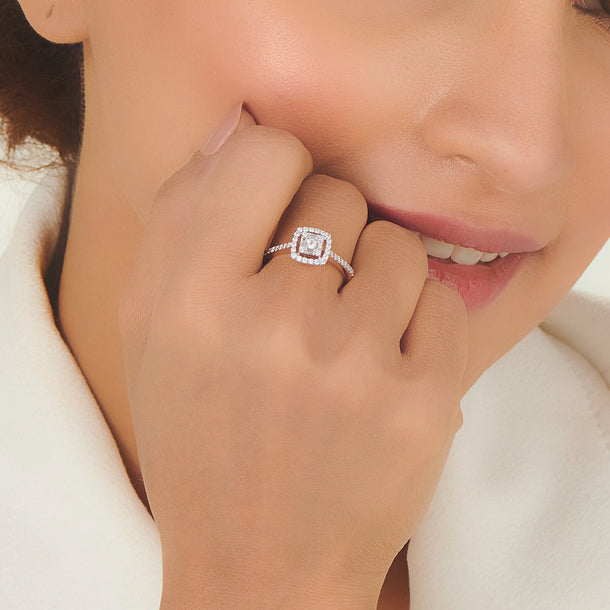 Rose Royale Halo Diamond Ring