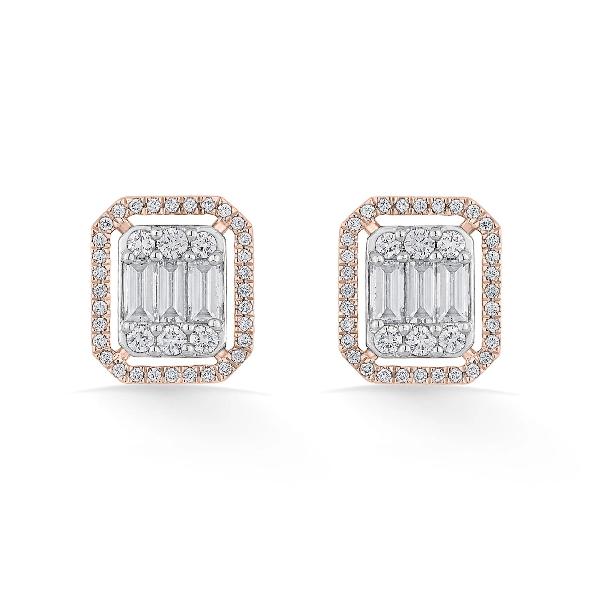 Signature Large Emerald Pave Solitaire Earrings - Zen Diamond India