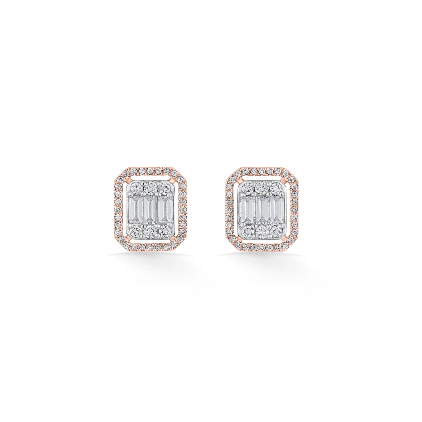 Signature Large Emerald Pave Solitaire Earrings - Zen Diamond India