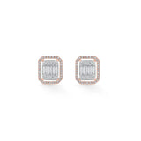 Signature Large Emerald Pave Solitaire Earrings - Zen Diamond India