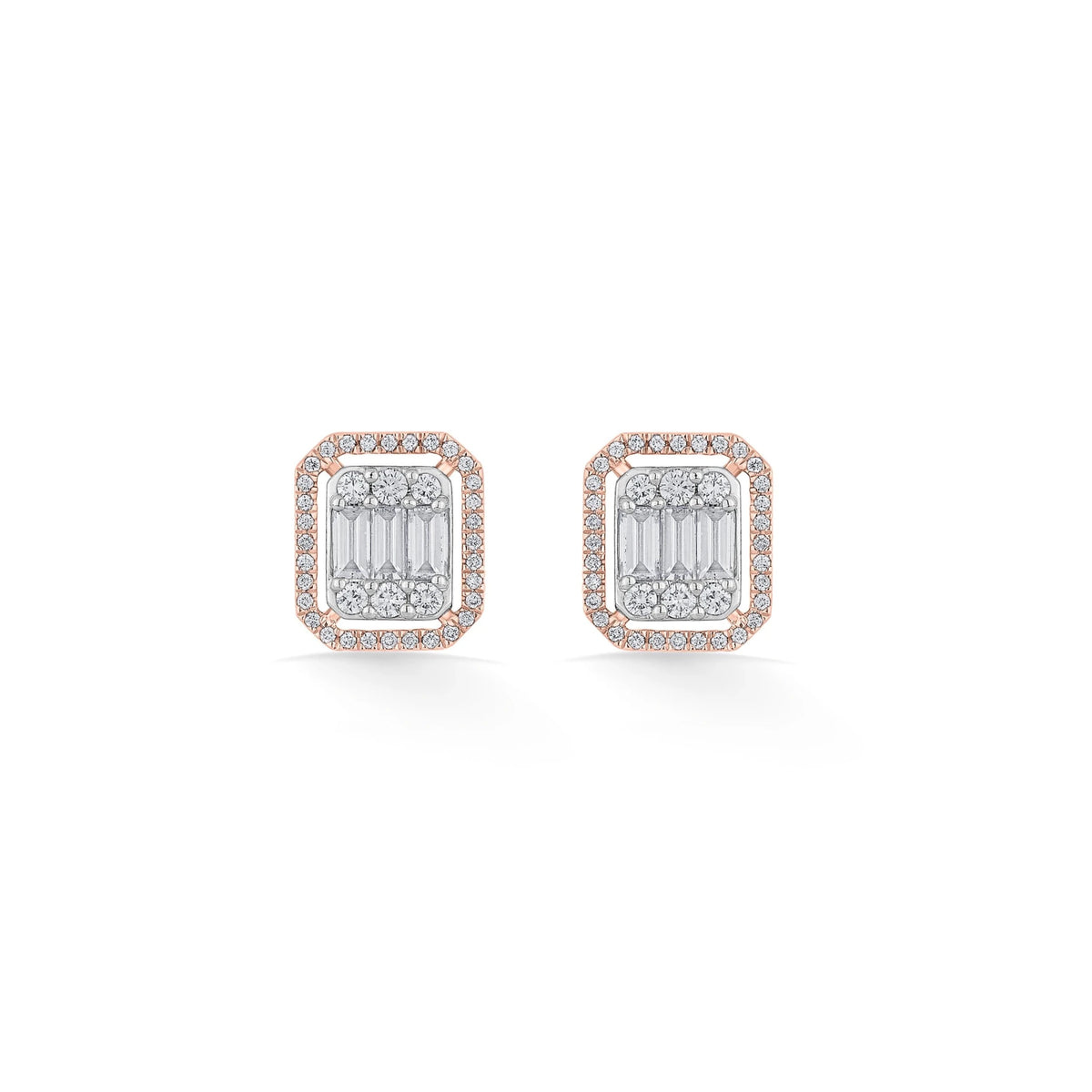 Signature Large Emerald Pave Solitaire Earrings - Zen Diamond India