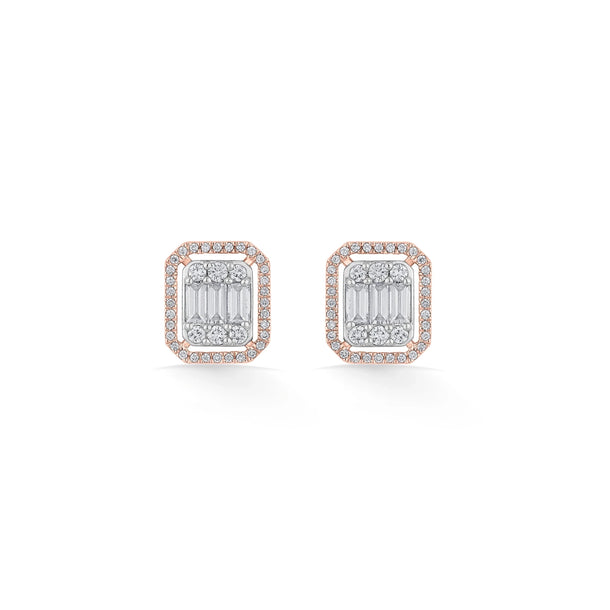 Signature Large Emerald Pave Solitaire Earrings - Zen Diamond India