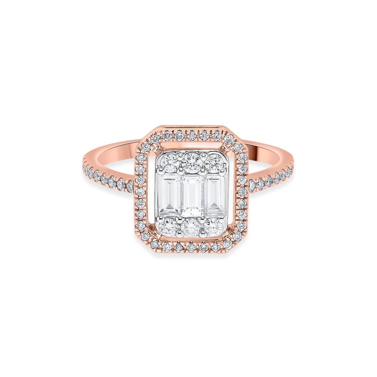 Signature Large Emerald Pave Solitaire Ring - Zen Diamond India