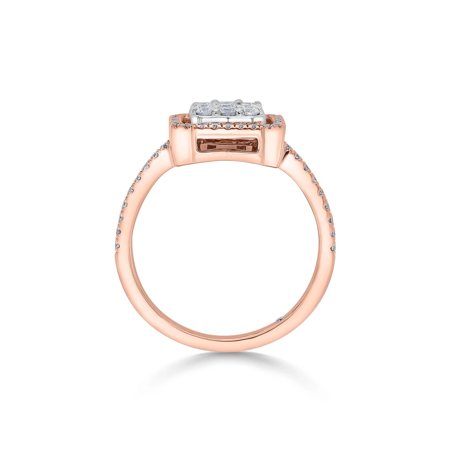 Signature Large Emerald Pave Solitaire Ring - Zen Diamond India