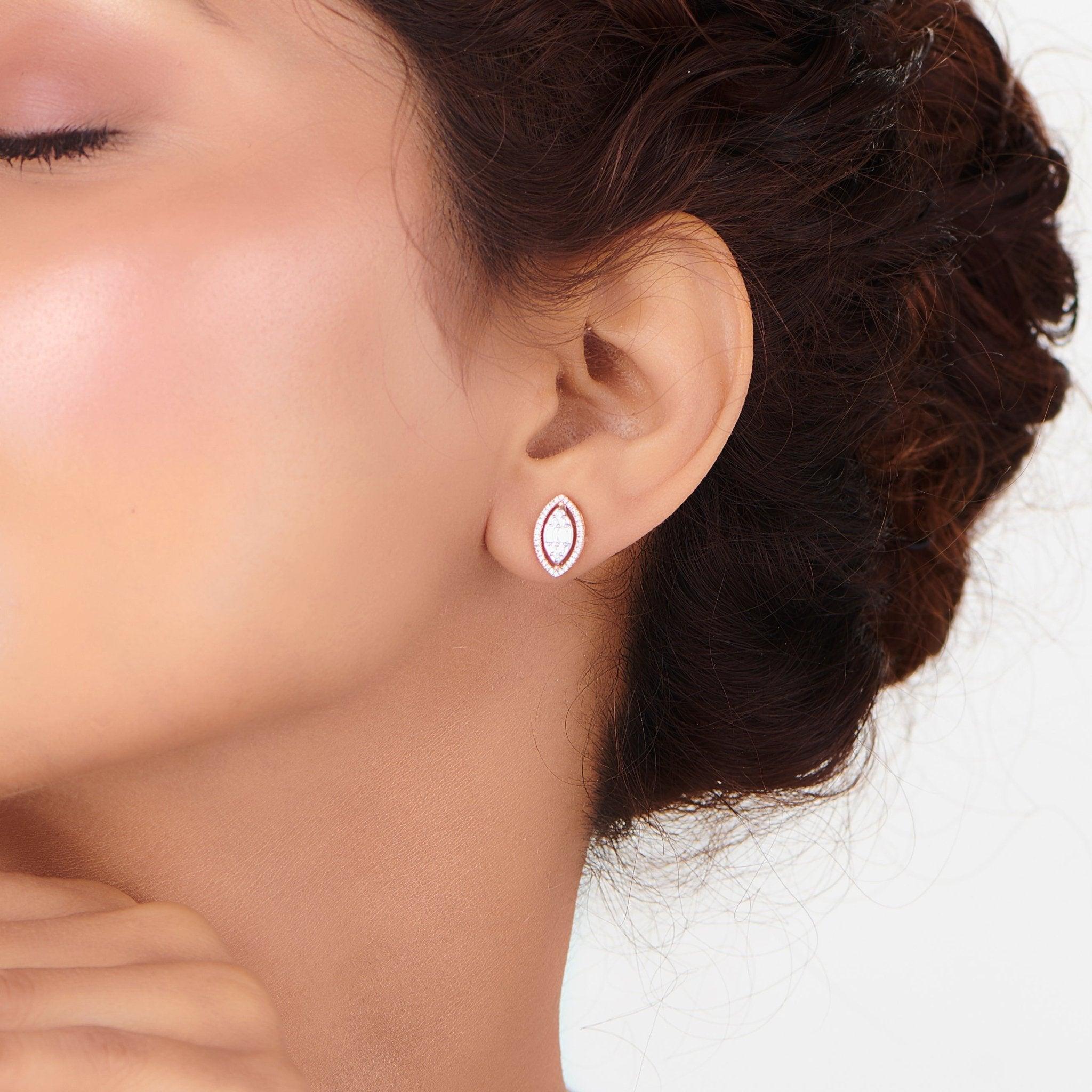 Signature Extra Small Marquise Pave Solitaire Earrings