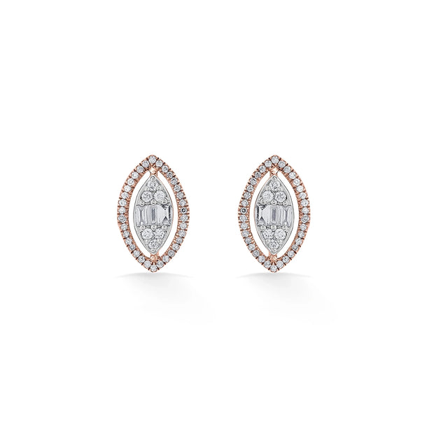 Signature Extra Small Marquise Pave Solitaire Earrings - Zen Diamond India