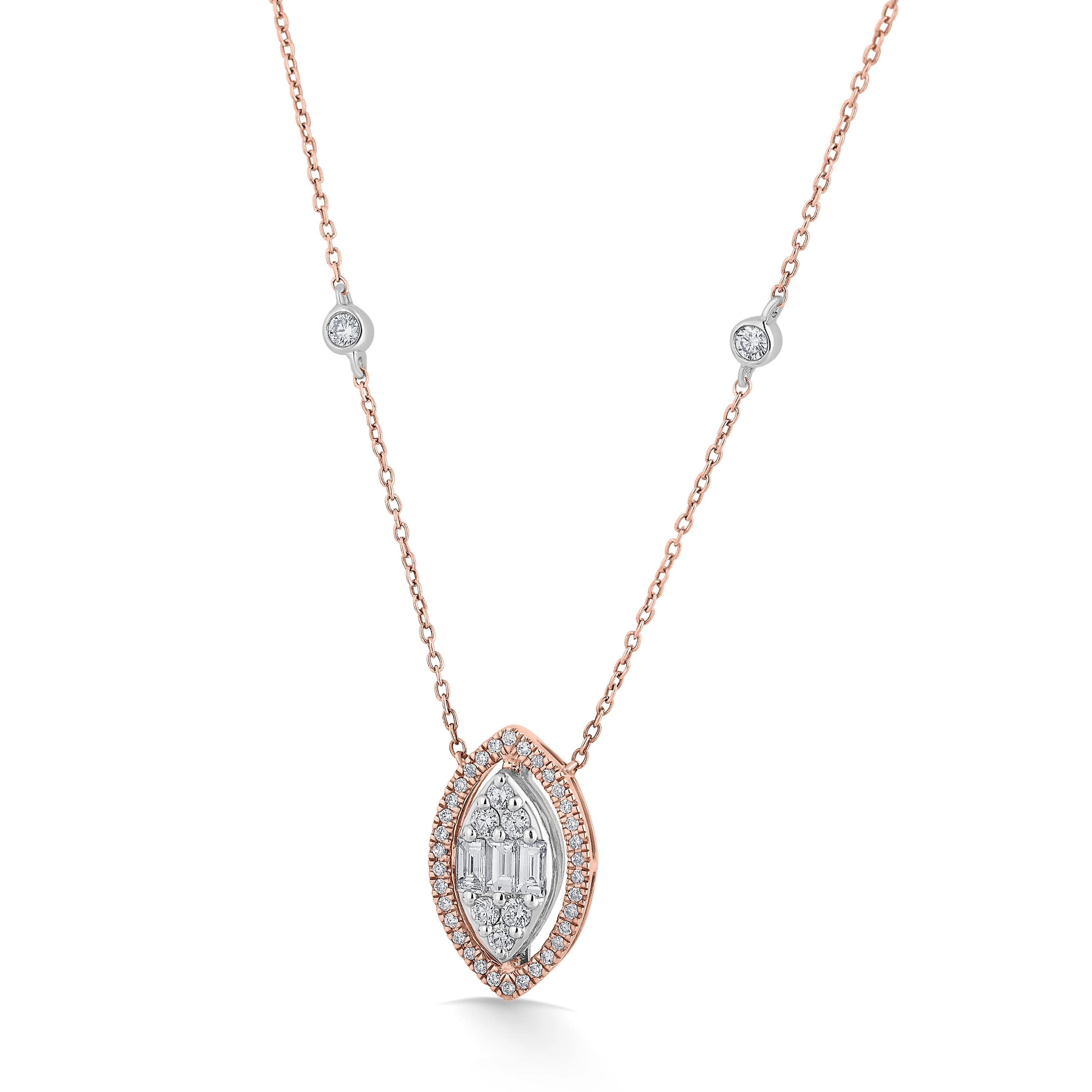 Signature Small Marquise Pave Solitaire Pendant - Zen Diamond India