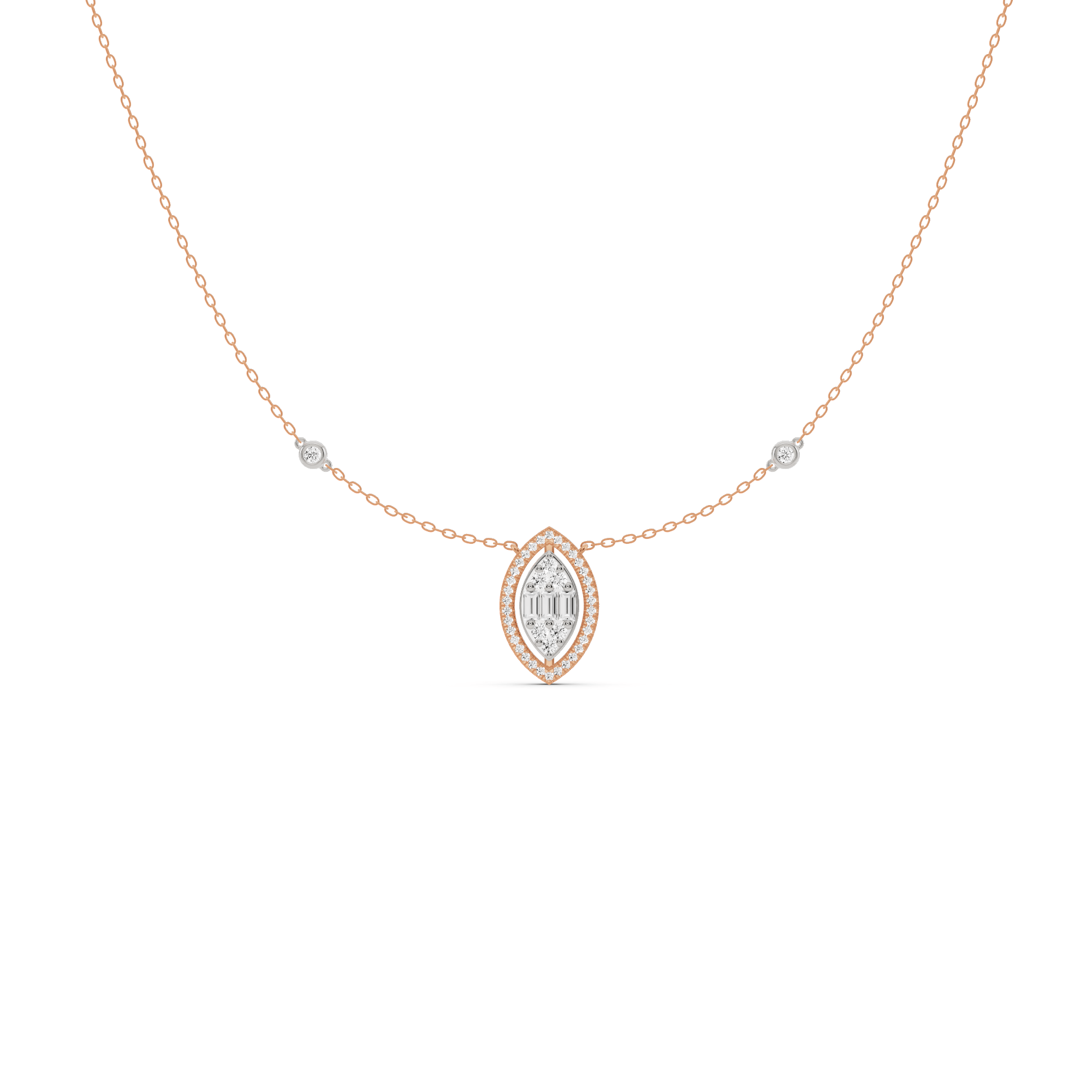 Signature Small Marquise Pave Solitaire Pendant - Zen Diamond India