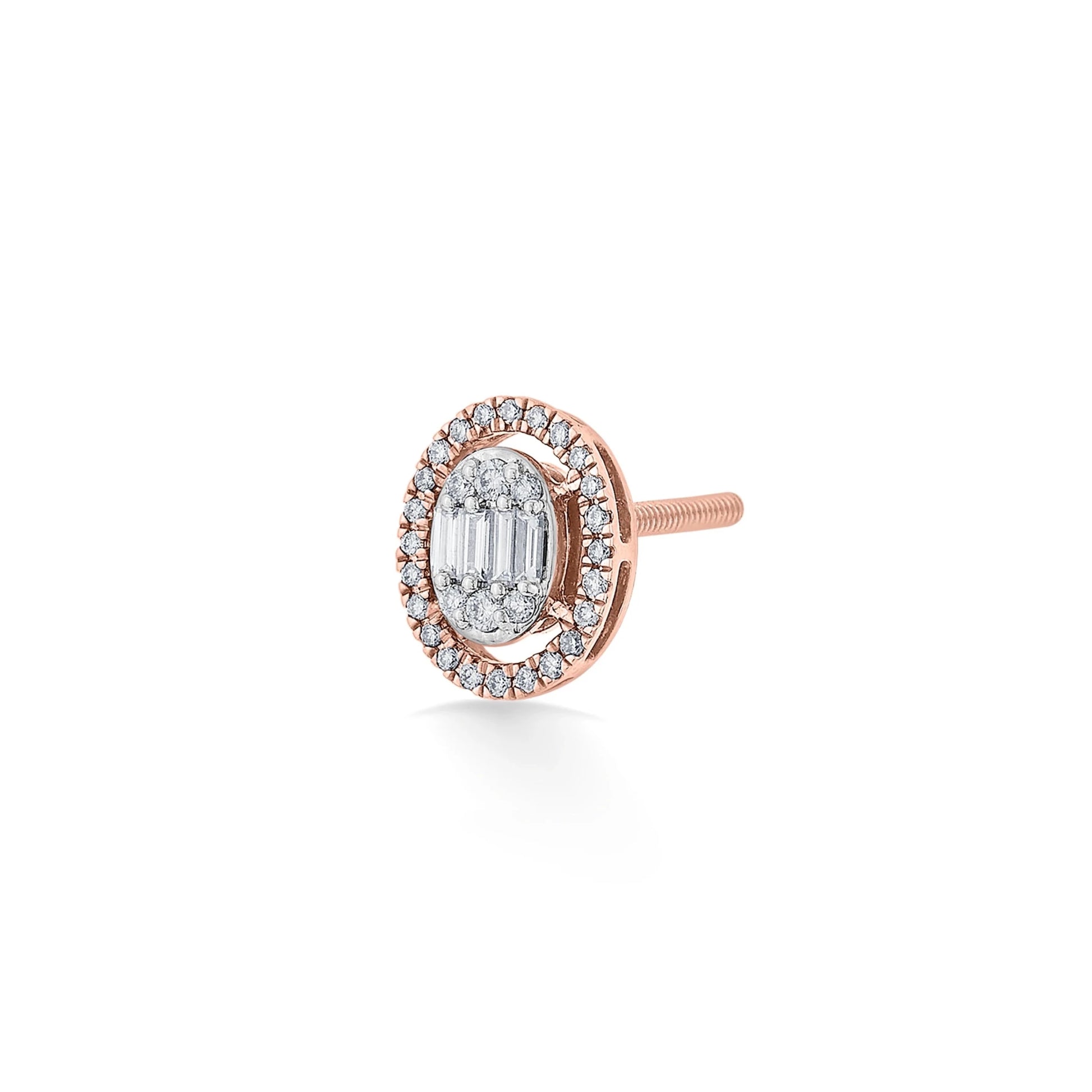 Signature Extra Small Oval Pave Solitaire Earrings - Zen Diamond India