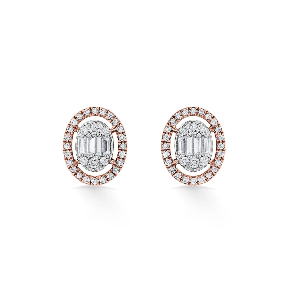 Signature Extra Small Oval Pave Solitaire Earrings - Zen Diamond India