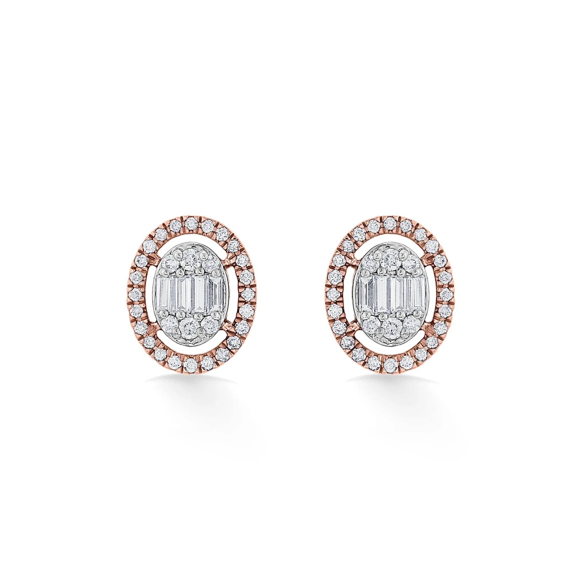 Signature Extra Small Oval Pave Solitaire Earrings - Zen Diamond India