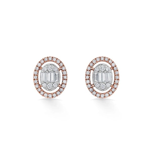 Signature Extra Small Oval Pave Solitaire Earrings - Zen Diamond India