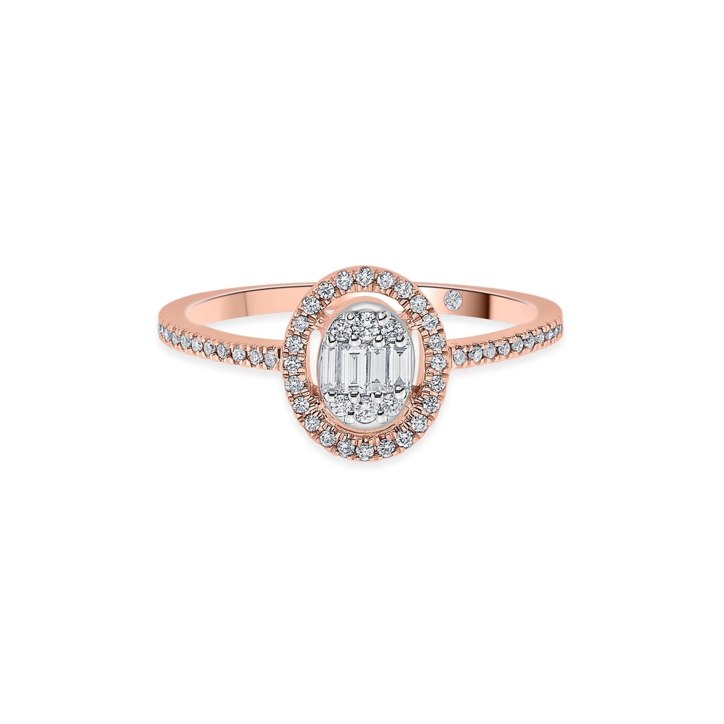 Signature Extra Small Oval Pave Solitaire Ring - Zen Diamond India