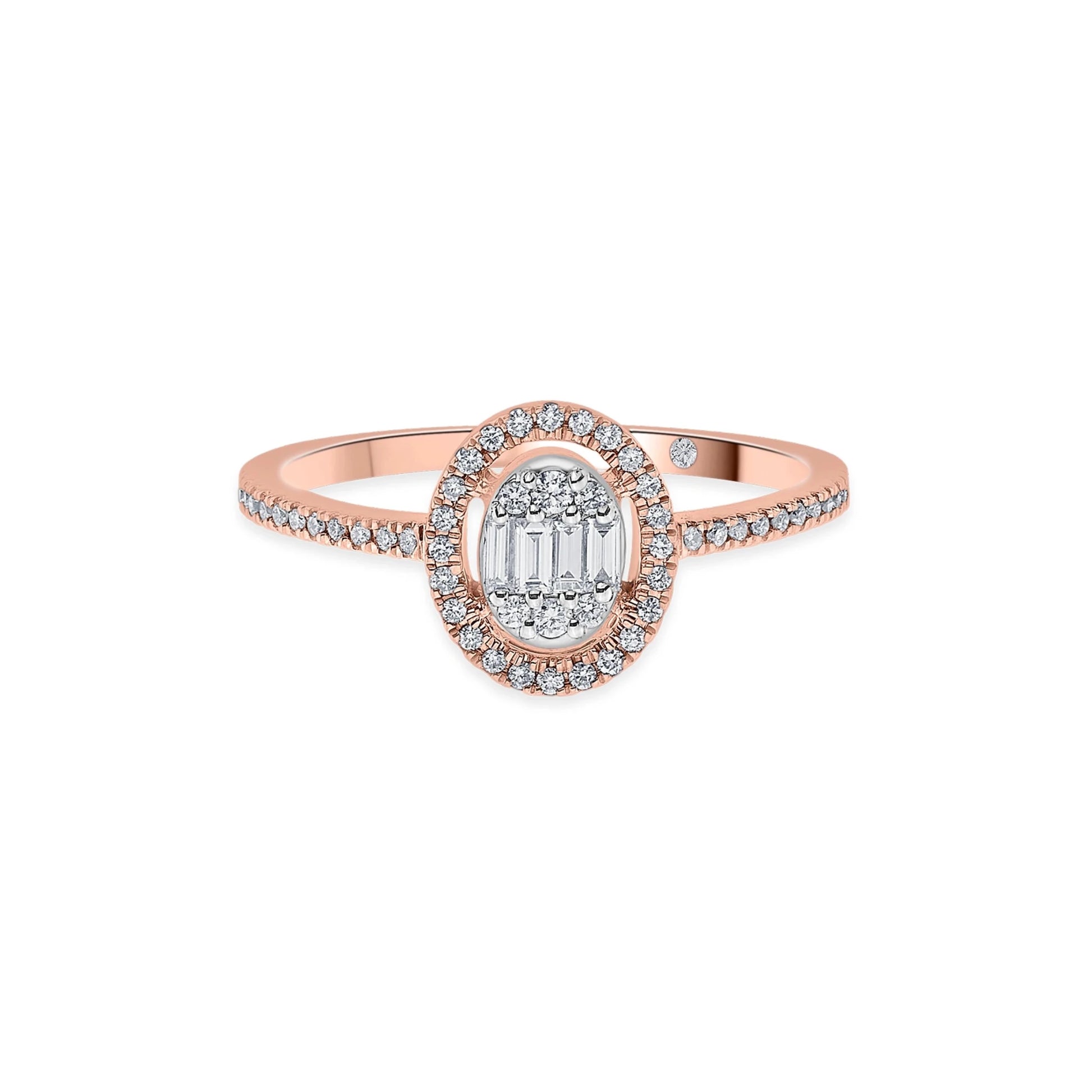Signature Extra Small Oval Pave Solitaire Ring - Zen Diamond India