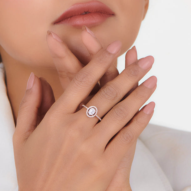 Signature Extra Small Oval Pave Solitaire Ring