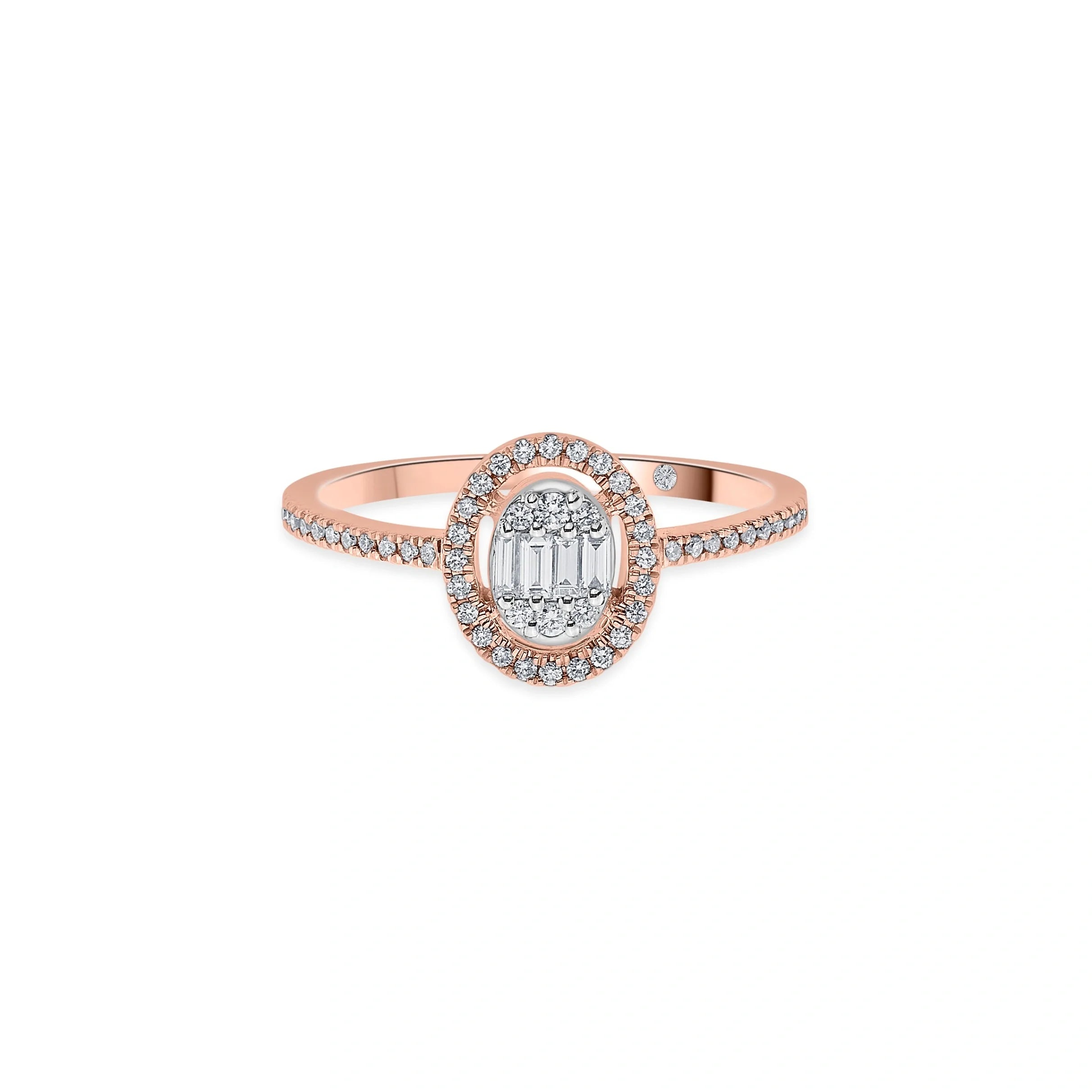Signature Extra Small Oval Pave Solitaire Ring - Zen Diamond India