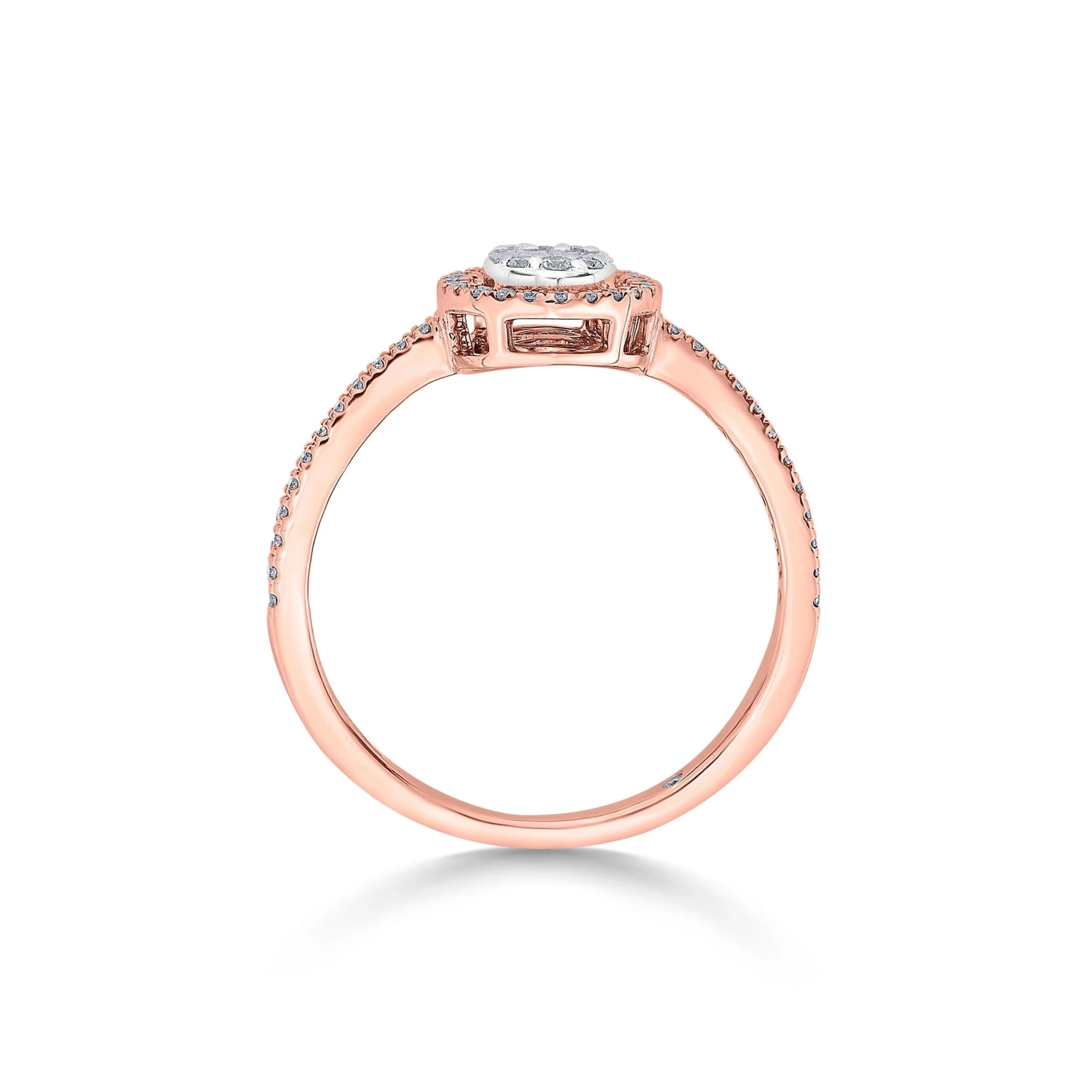Signature Extra Small Oval Pave Solitaire Ring - Zen Diamond India