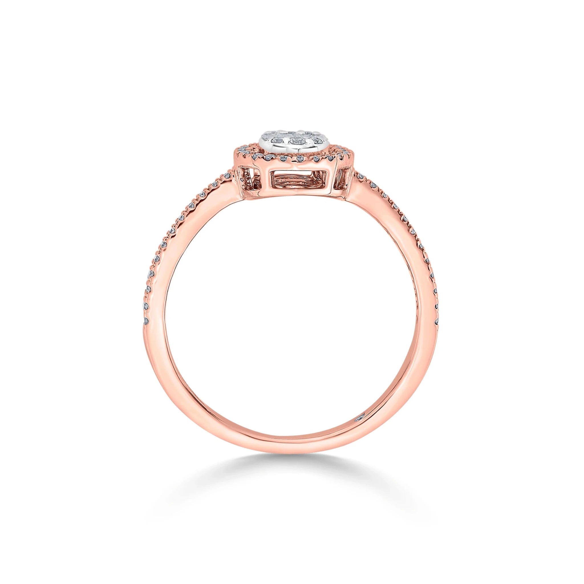 Signature Extra Small Oval Pave Solitaire Ring - Zen Diamond India