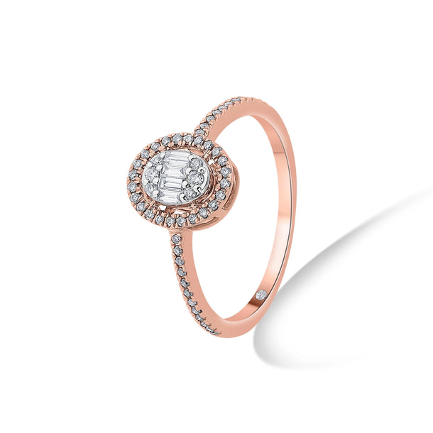 Signature Extra Small Oval Pave Solitaire Ring - Zen Diamond India