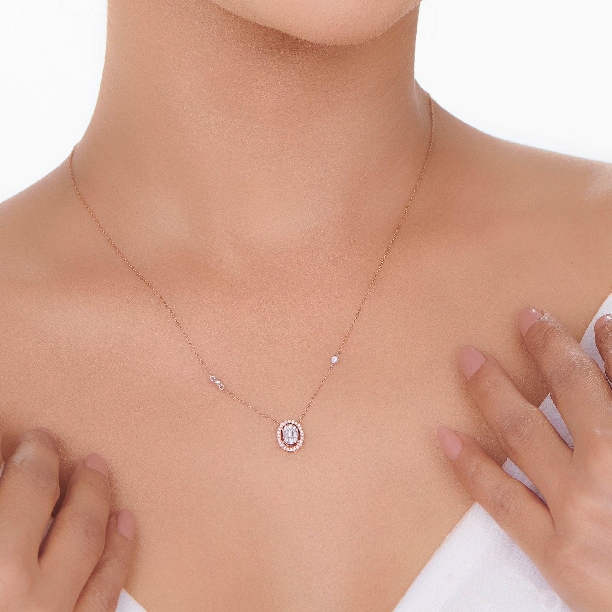 Signature Extra Small Oval Pave Solitaire Pendant