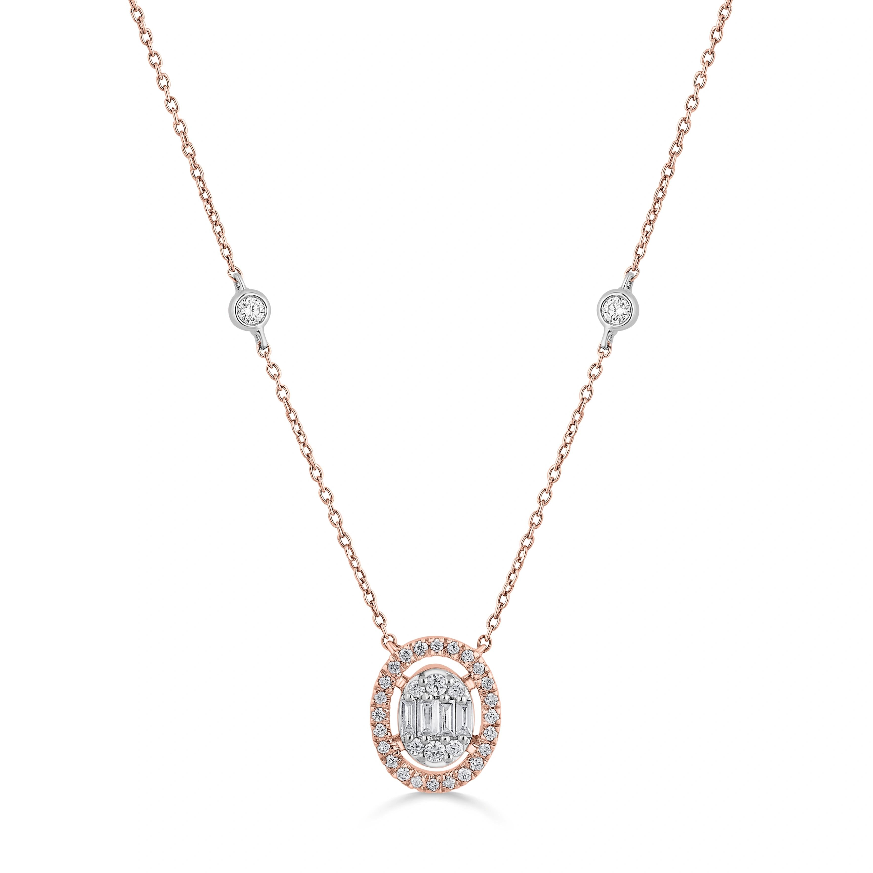 Signature Extra Small Oval Pave Solitaire Pendant - Zen Diamond India