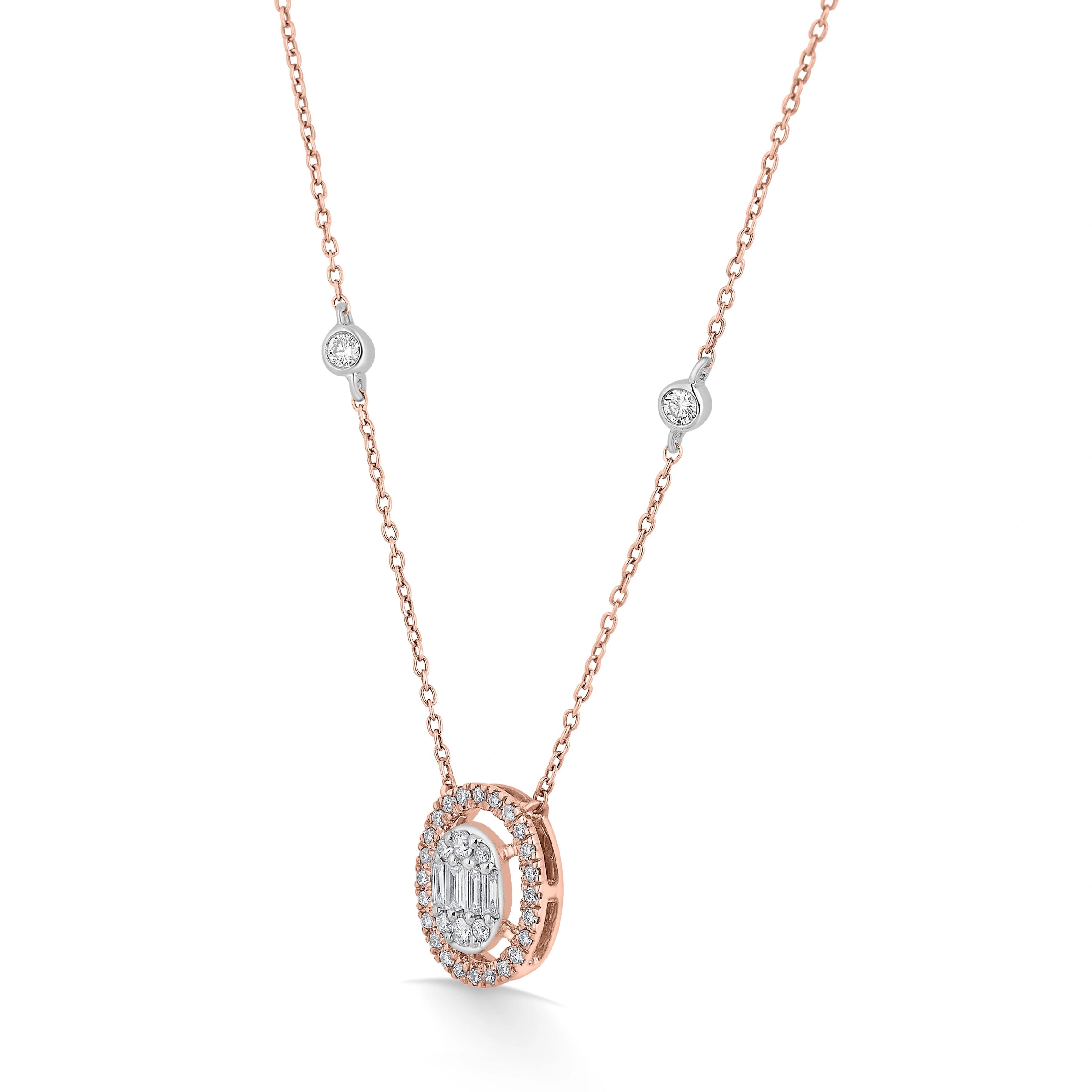 Signature Extra Small Oval Pave Solitaire Pendant - Zen Diamond India