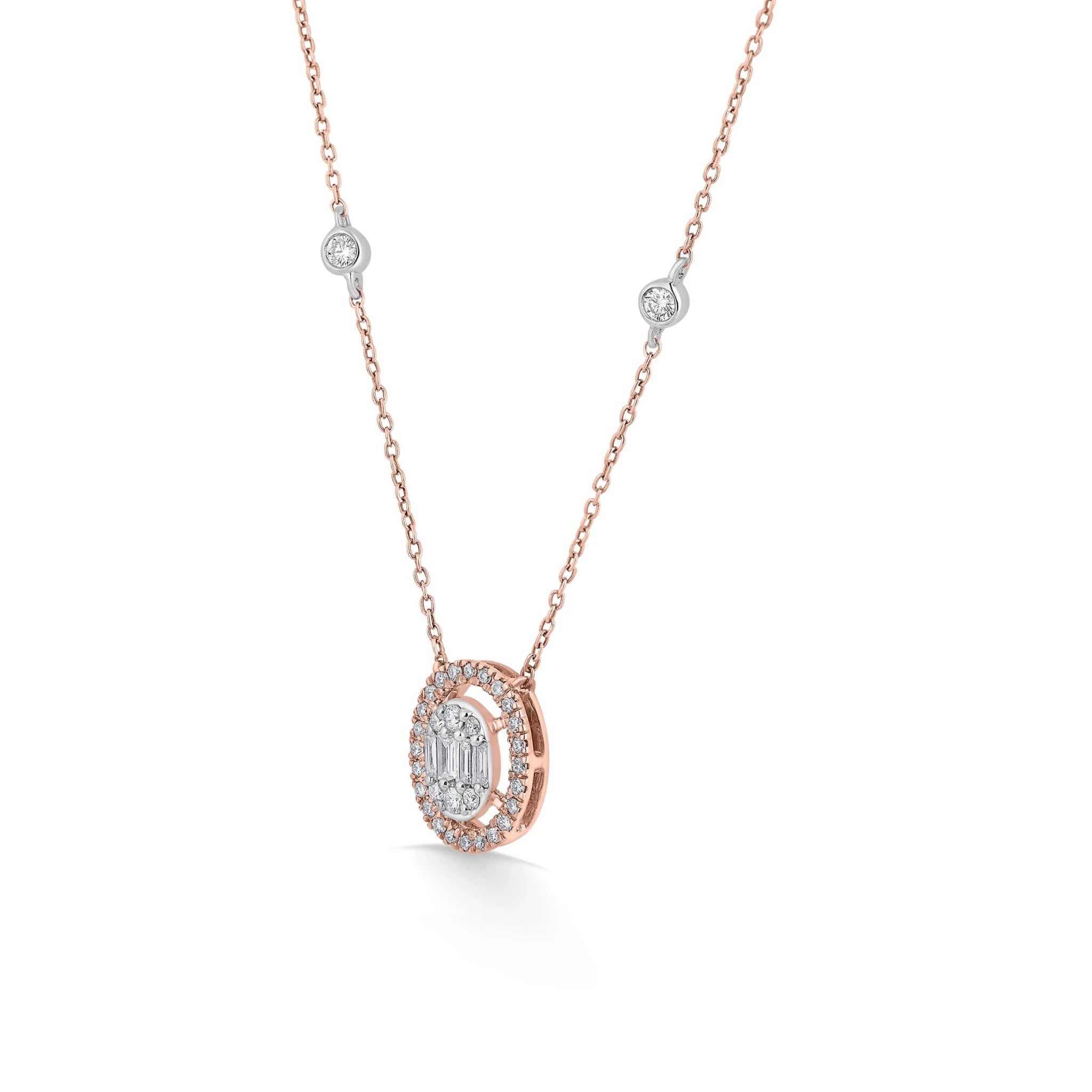 Signature Extra Small Oval Pave Solitaire Pendant - Zen Diamond India
