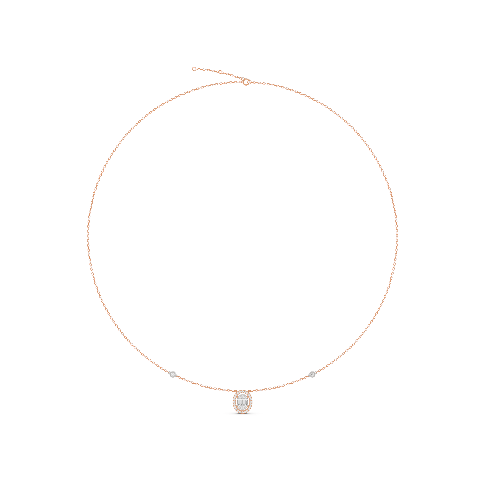 Signature Extra Small Oval Pave Solitaire Pendant - Zen Diamond India