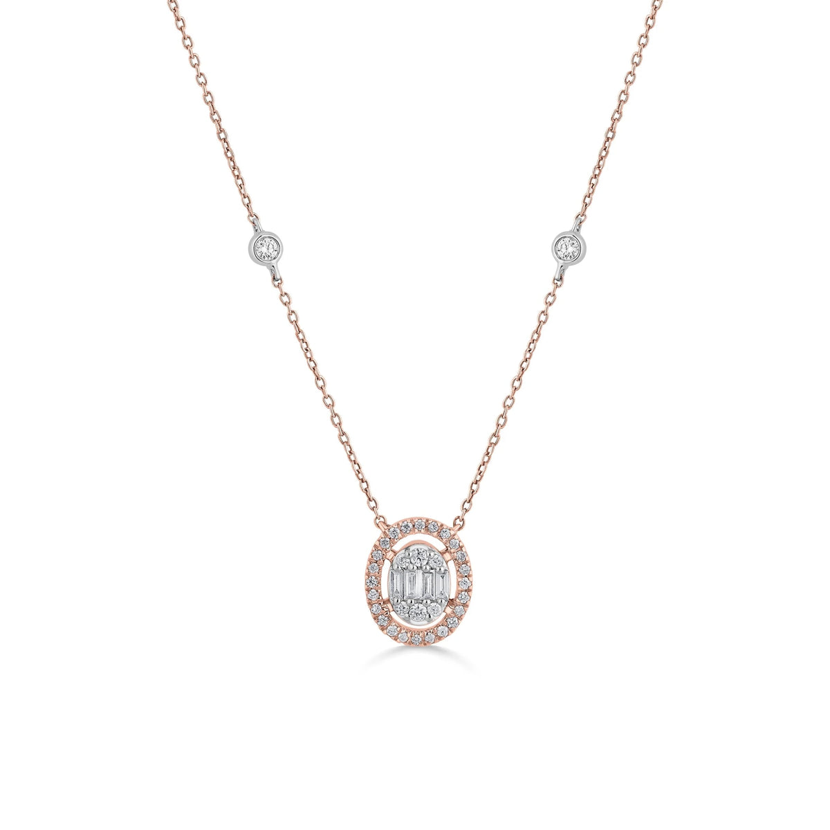 Signature Extra Small Oval Pave Solitaire Pendant - Zen Diamond India