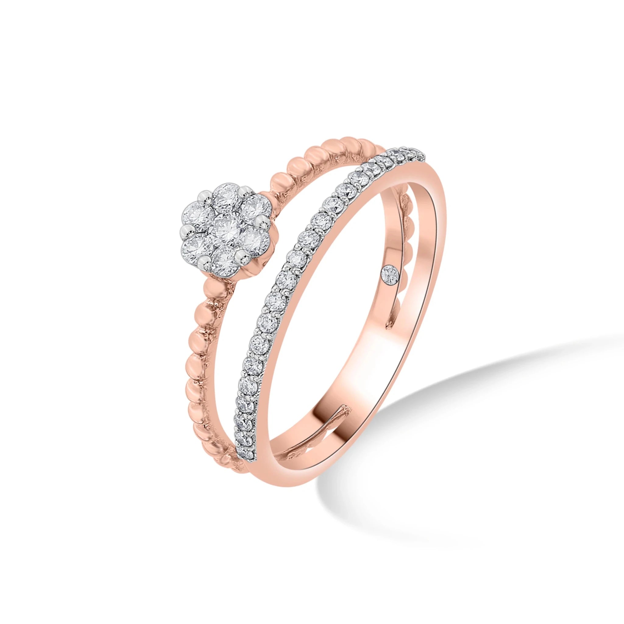 Sassy Glamour Petal Fusion Ring - Zen Diamond India