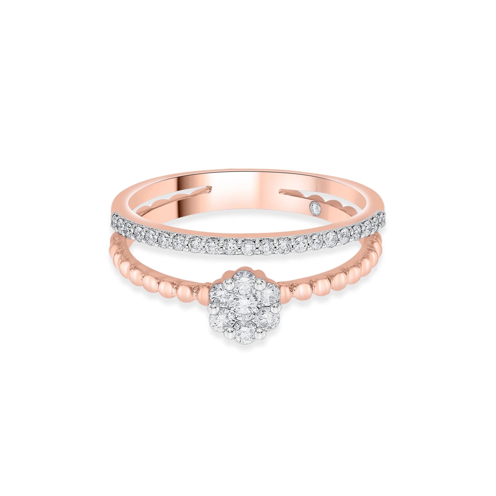 Sassy Glamour Petal Fusion Ring - Zen Diamond India