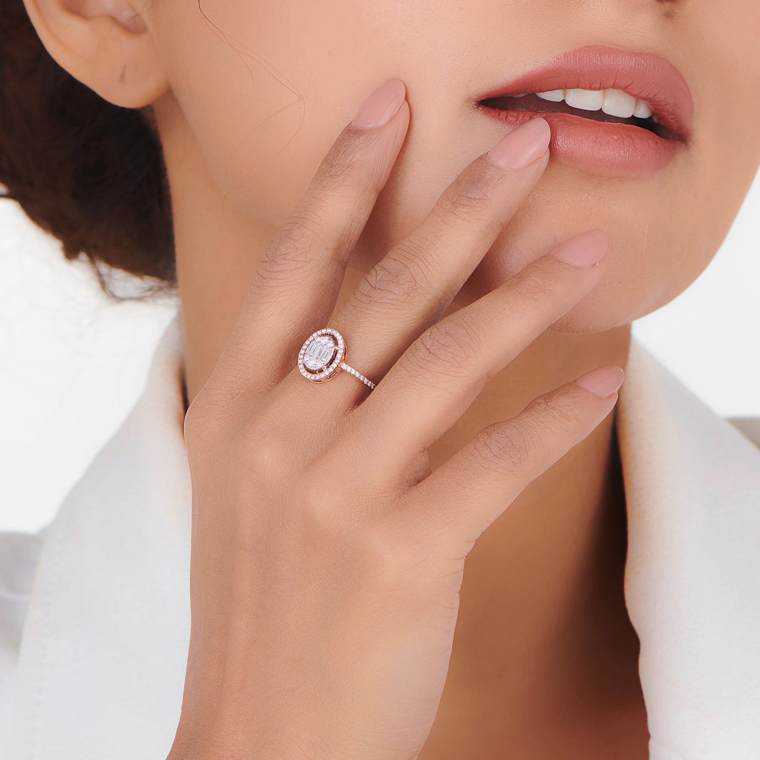 Signature Small Oval Pave Solitaire Ring - Zen Diamond India