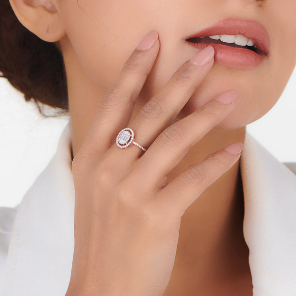 Signature Small Oval Pave Solitaire Ring
