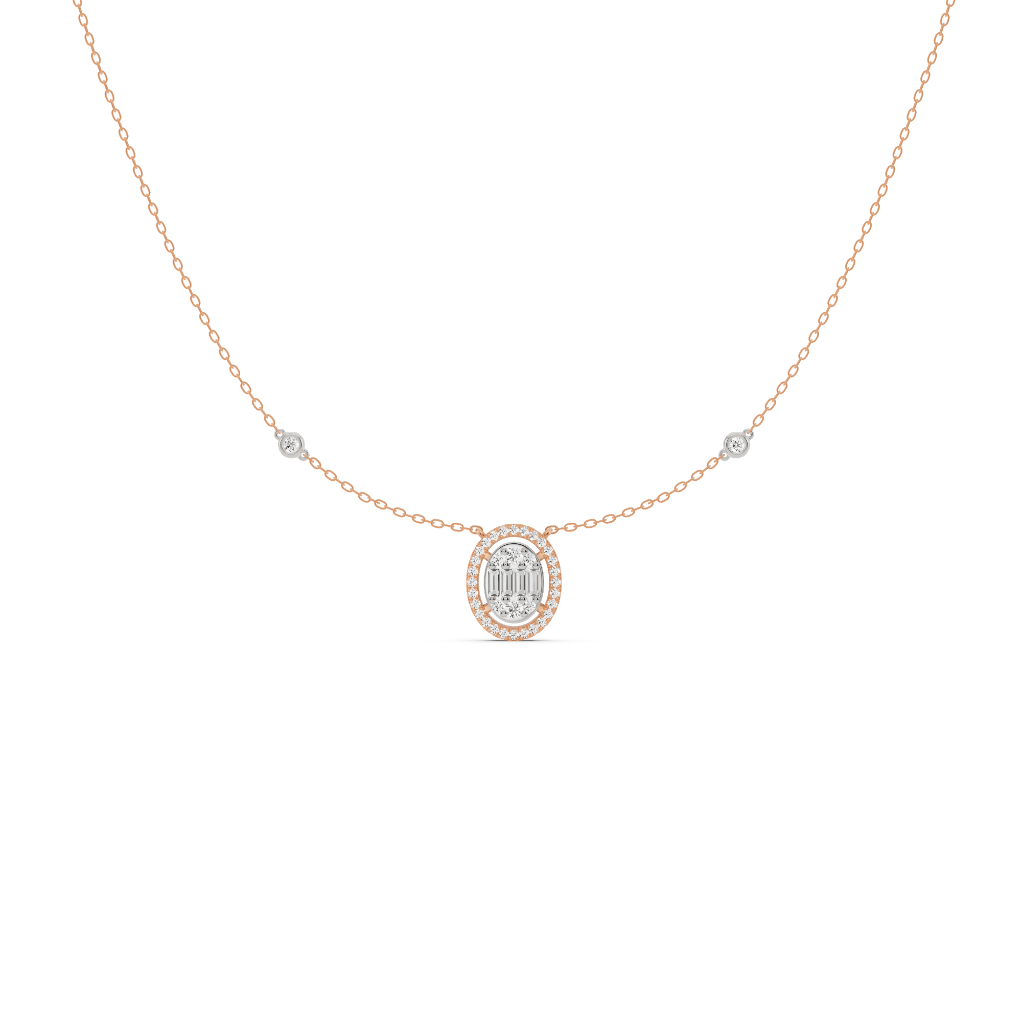 Signature Small Oval Pave Solitaire Pendant - Zen Diamond India