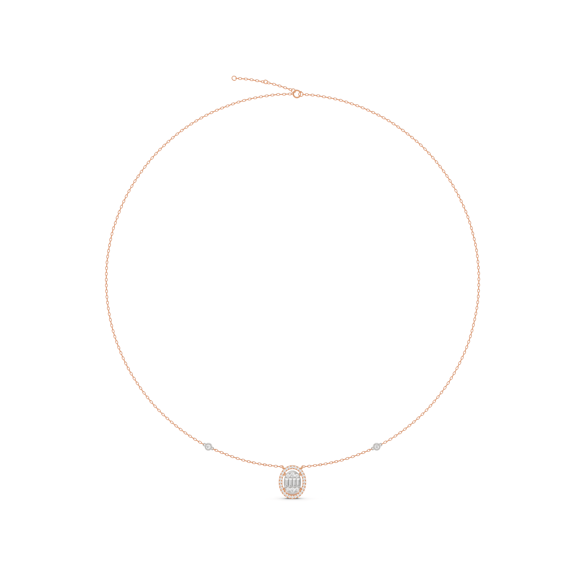 Signature Small Oval Pave Solitaire Pendant - Zen Diamond India