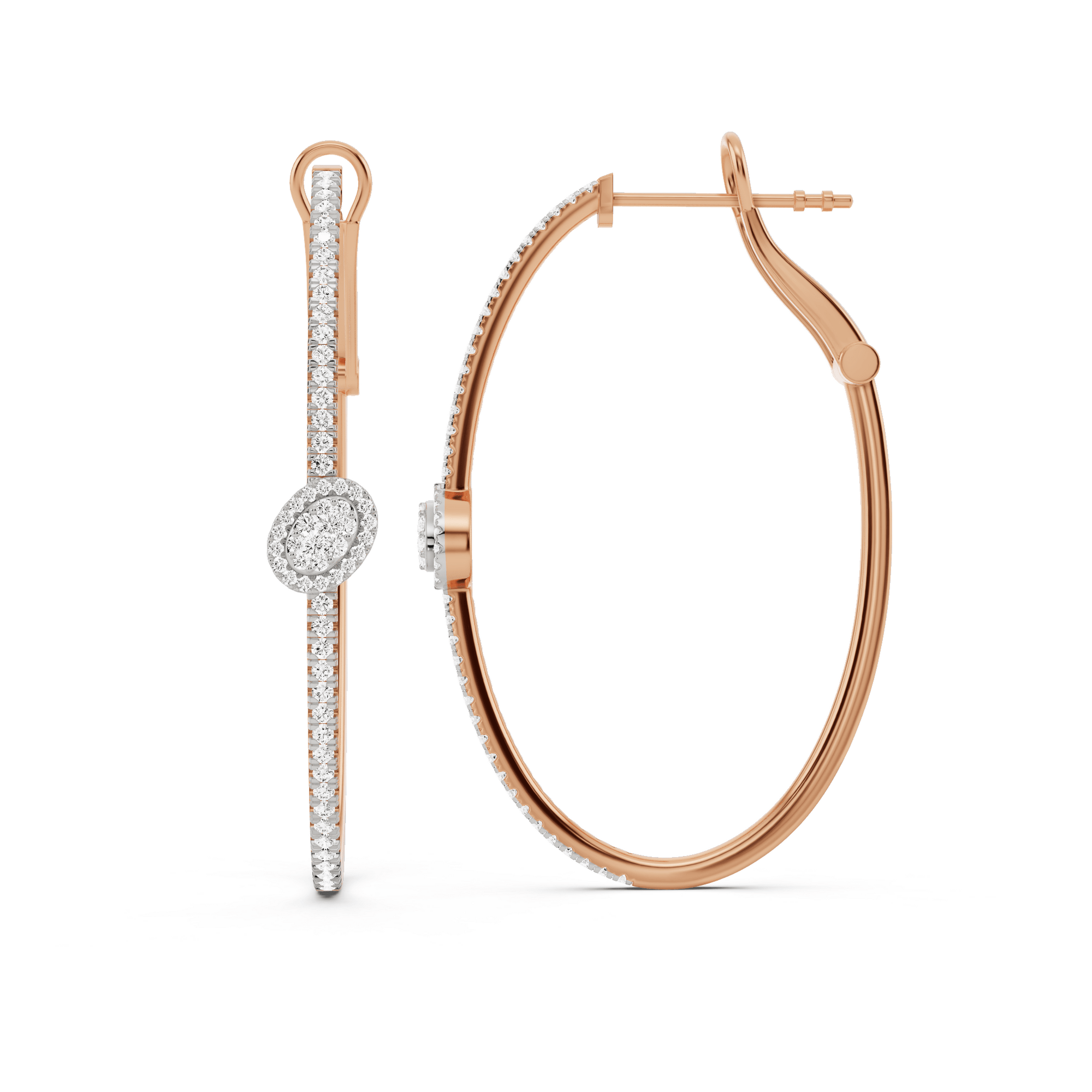 Sassy Oval Pave Hoops