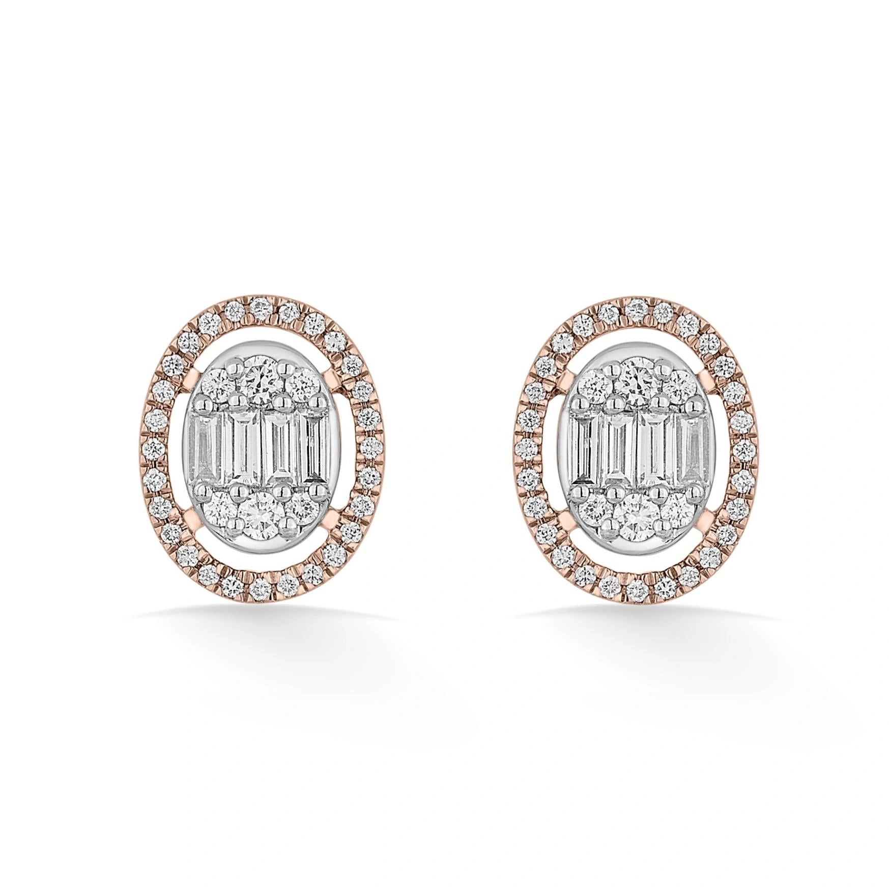 Signature Medium Oval Pave Solitaire Earrings - Zen Diamond India