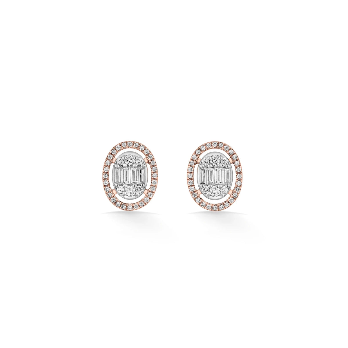 Signature Medium Oval Pave Solitaire Earrings - Zen Diamond India