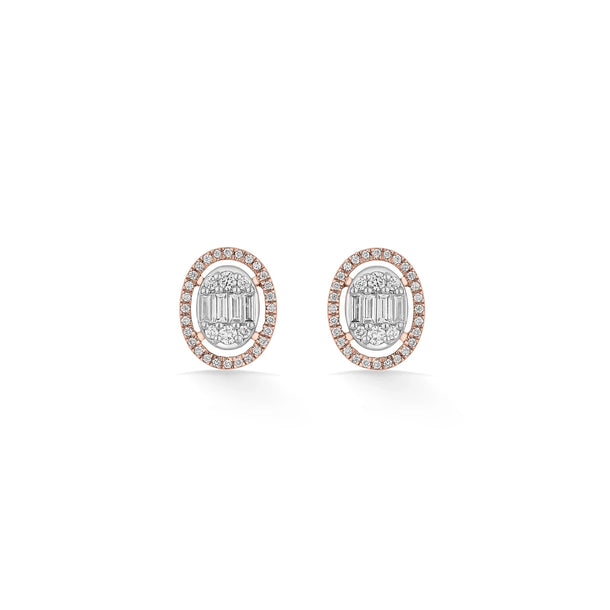 Signature Medium Oval Pave Solitaire Earrings - Zen Diamond India