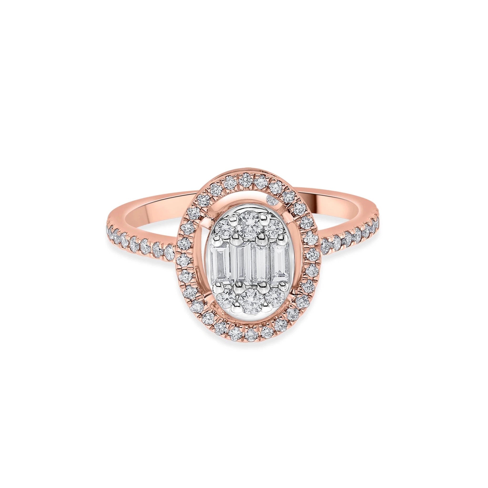 Signature Medium Oval Pave Solitaire Ring - Zen Diamond India