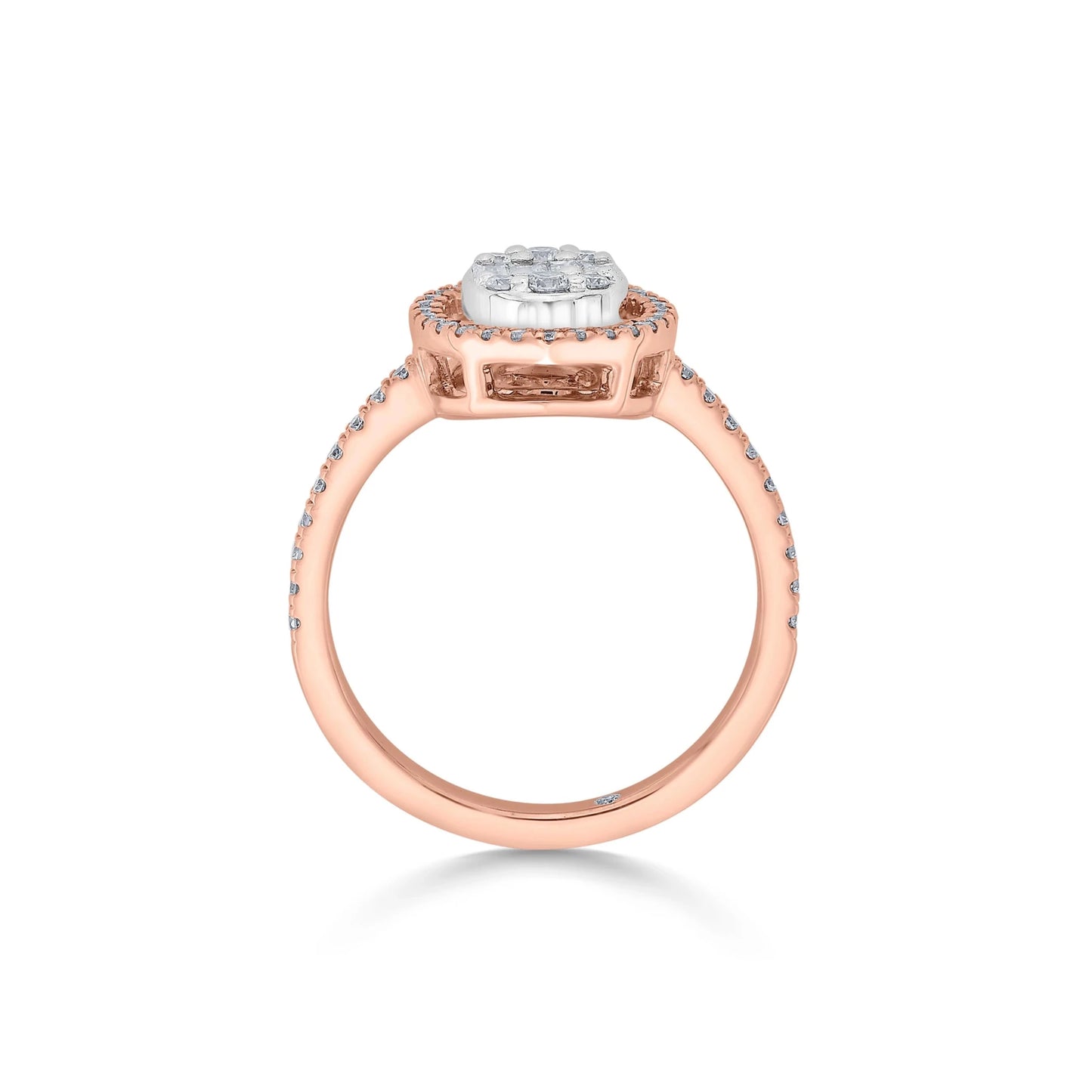 Signature Medium Oval Pave Solitaire Ring - Zen Diamond India