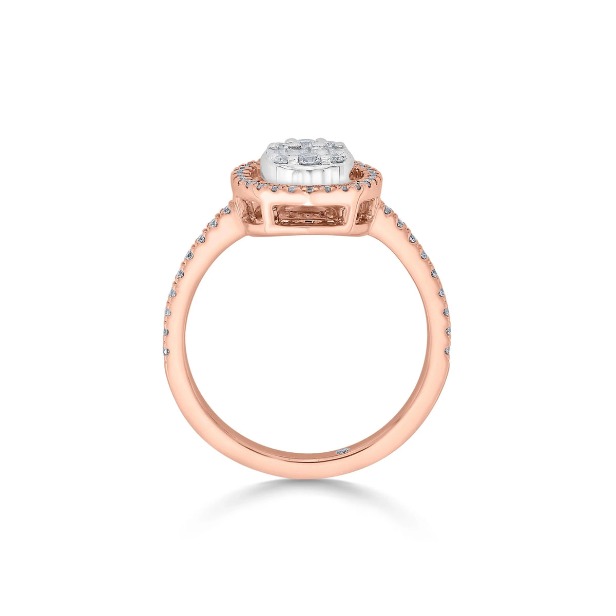 Signature Medium Oval Pave Solitaire Ring - Zen Diamond India
