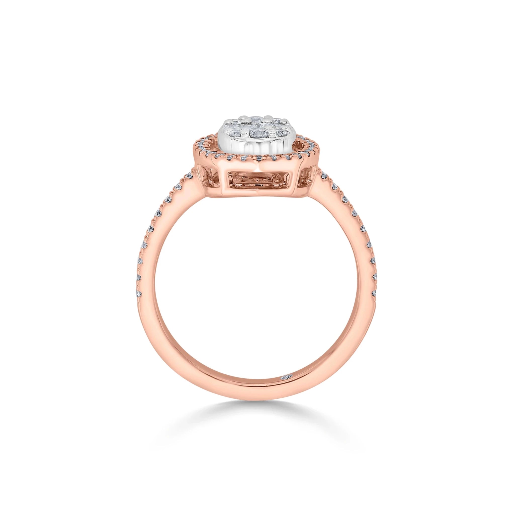Signature Medium Oval Pave Solitaire Ring - Zen Diamond India