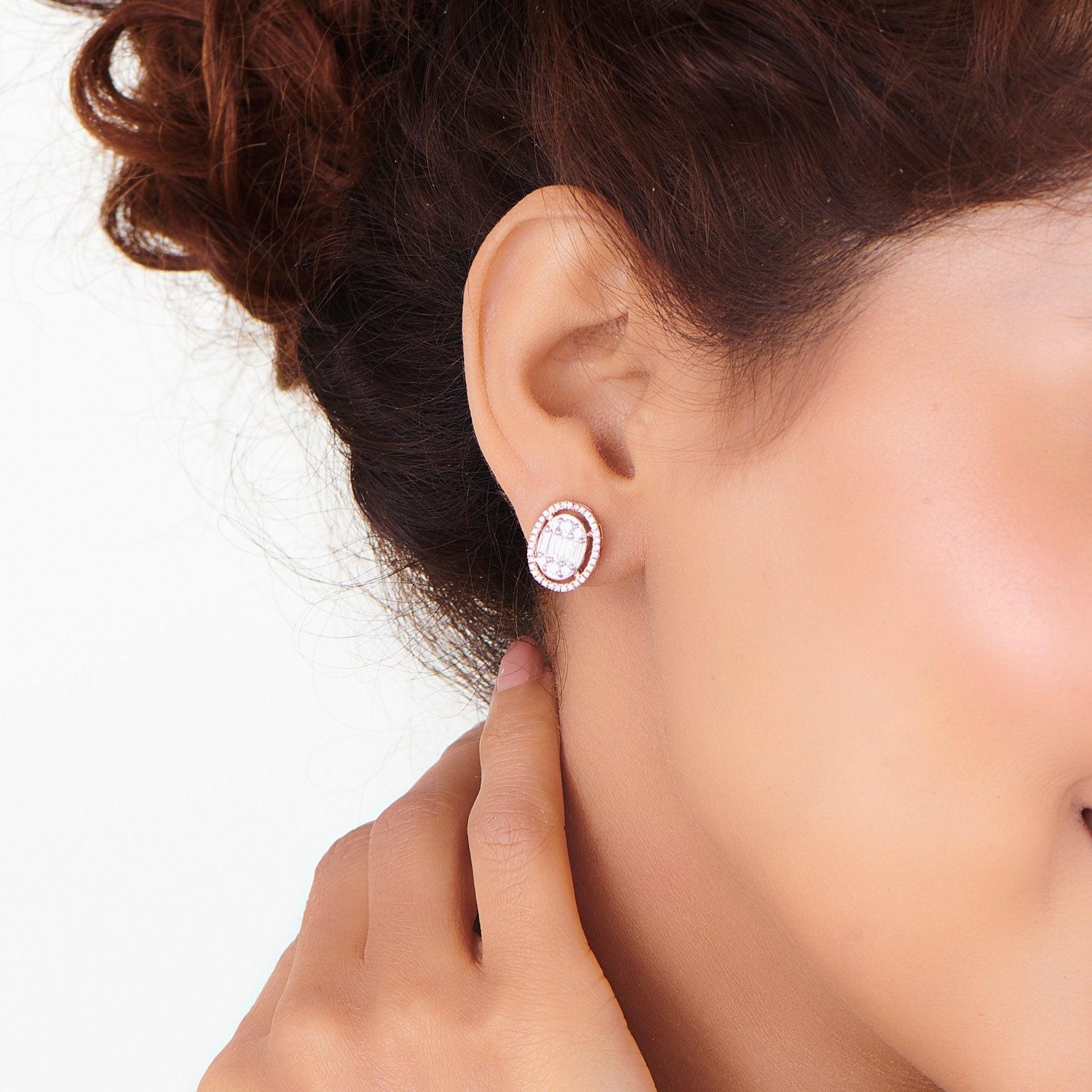 Signature Large Oval Pave Solitaire Earrings