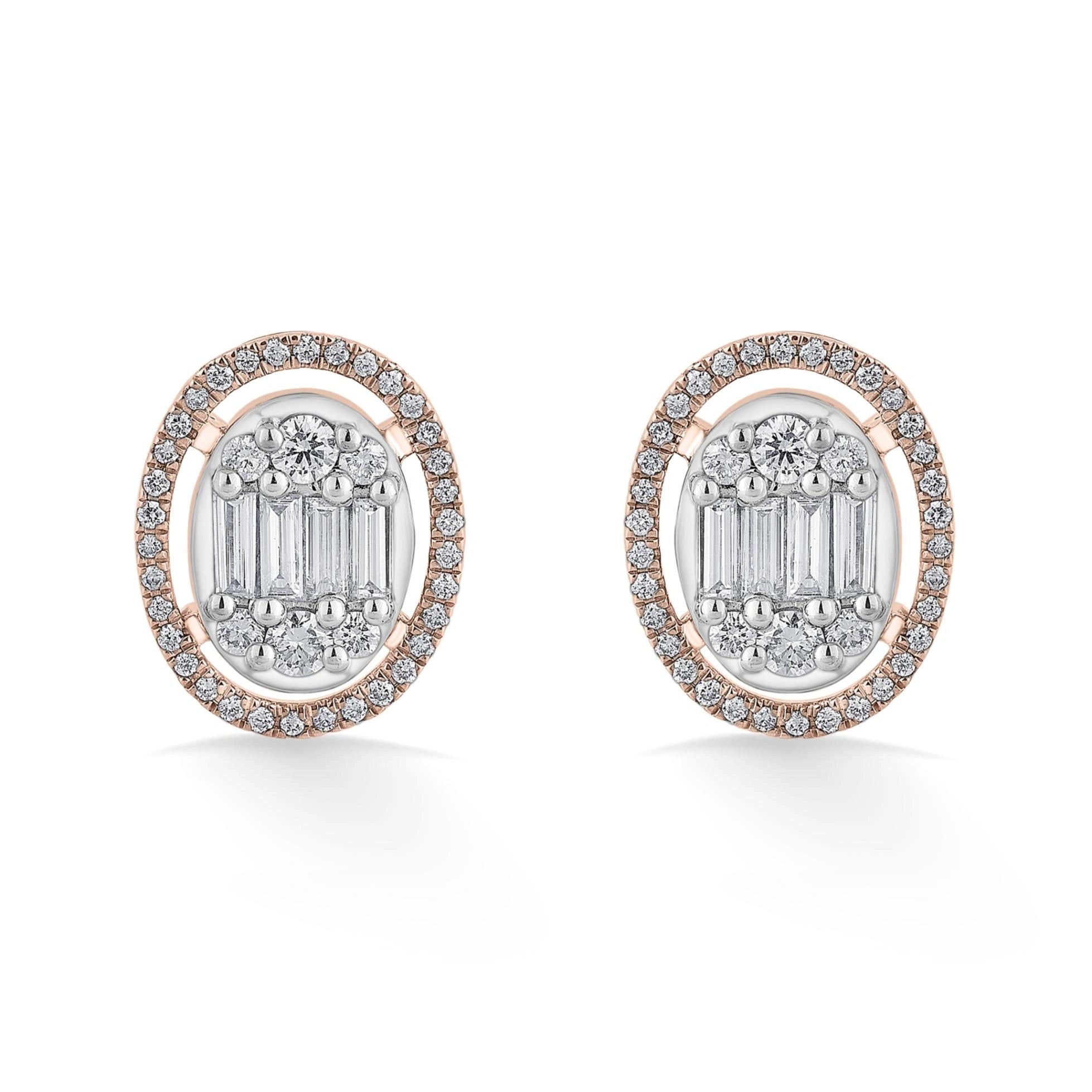 Signature Large Oval Pave Solitaire Earrings - Zen Diamond India