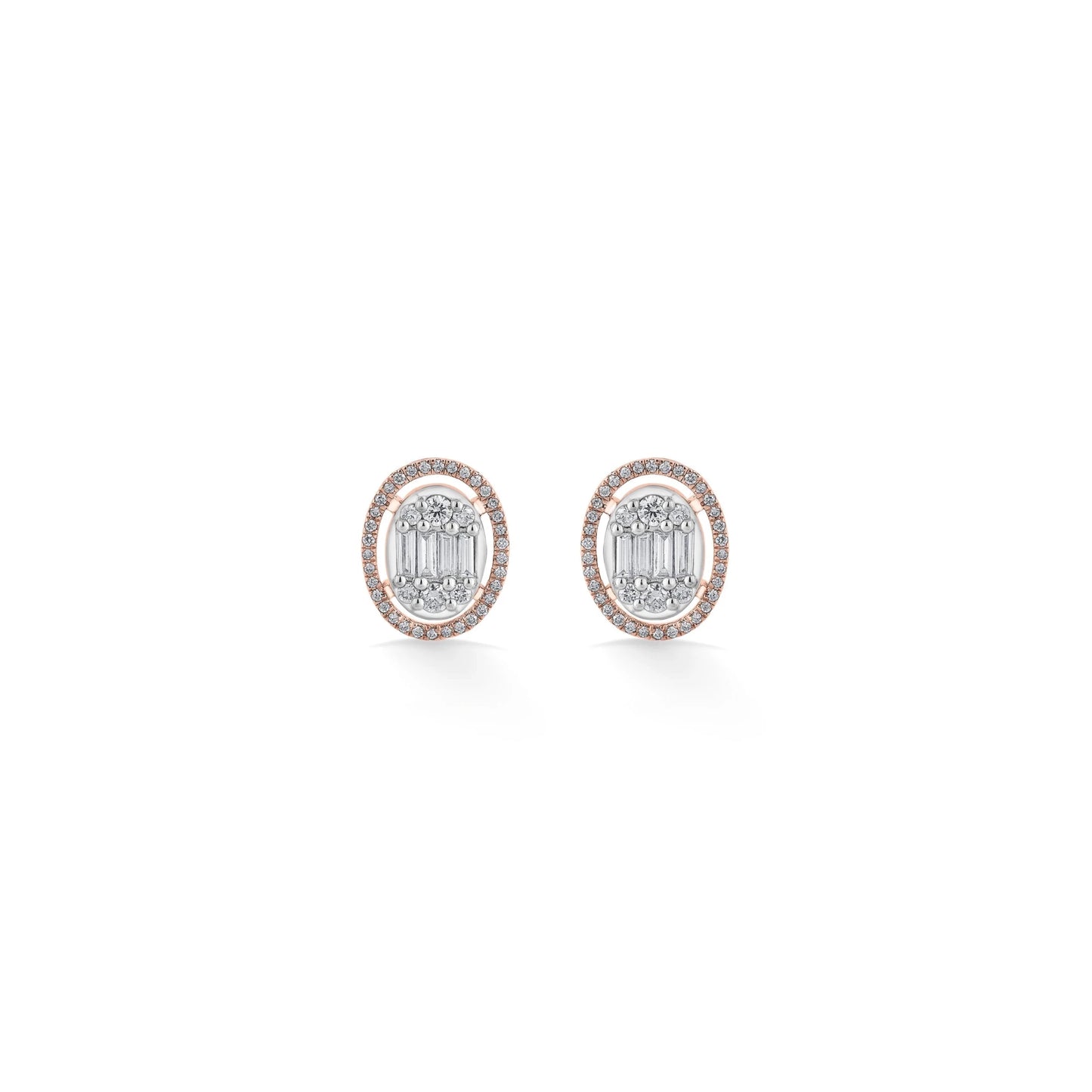 Signature Large Oval Pave Solitaire Earrings - Zen Diamond India
