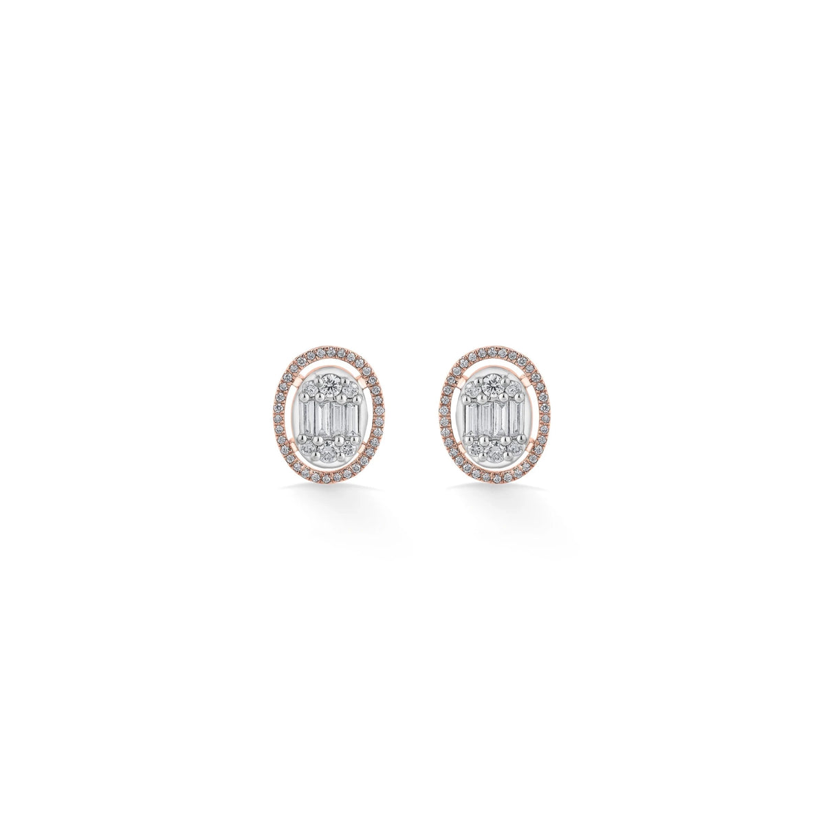 Signature Large Oval Pave Solitaire Earrings - Zen Diamond India